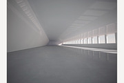 Empty light big hall 3D rendering