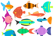 Aquarium flat style fishes vector