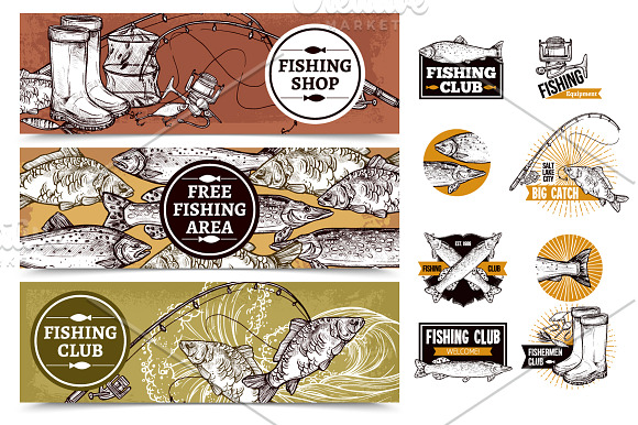 Fishing hand drawn set in Illustrations - product preview 2