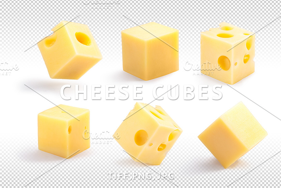 Cheese cubes set in Objects - product preview 8