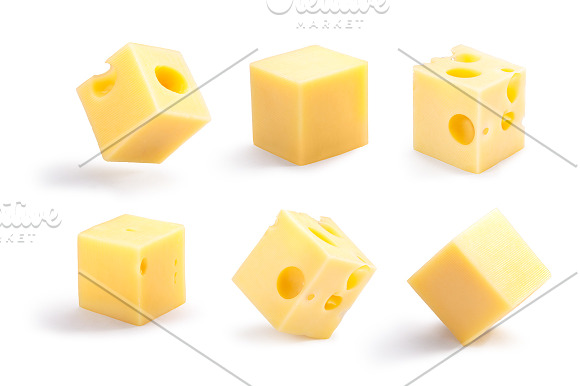 Cheese cubes set in Objects - product preview 1