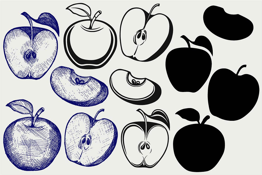Apple and slice SVG in Black And White Icons - product preview 8