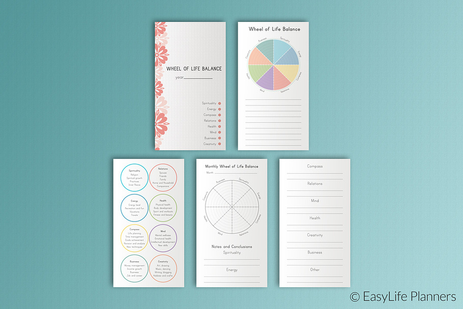 Life Balance Wheel Personal Size in Stationery Templates - product preview 8