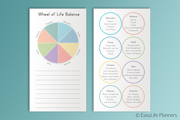 Life Balance Wheel Personal Size in Stationery Templates - product preview 2