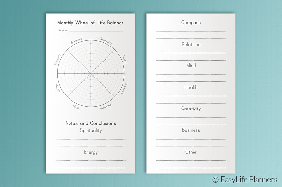 Life Balance Wheel Personal Size in Stationery Templates - product preview 3