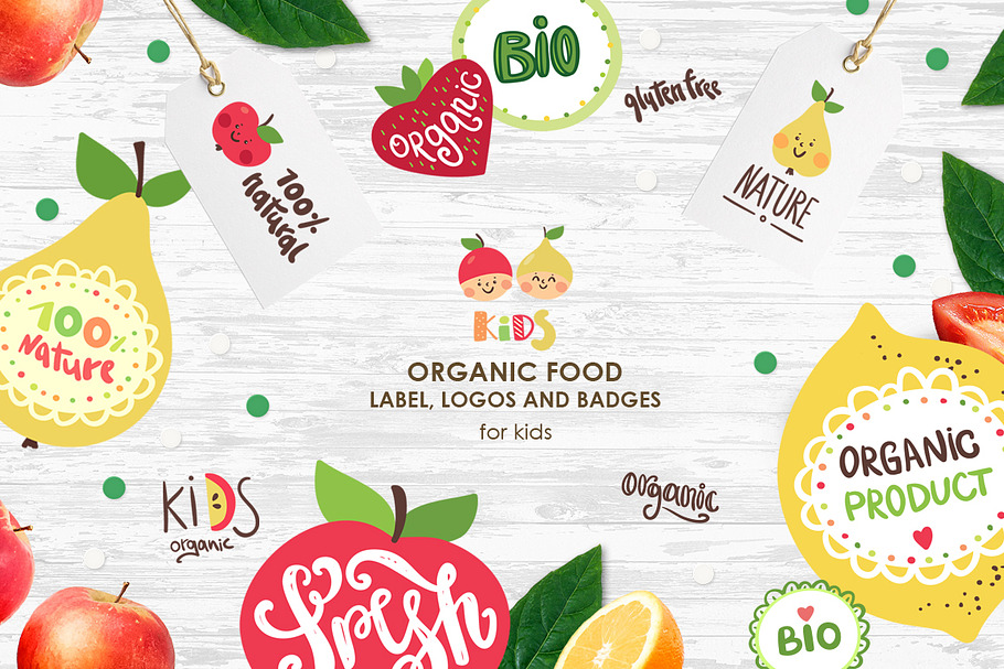 Organic food labels and logos in Objects - product preview 8