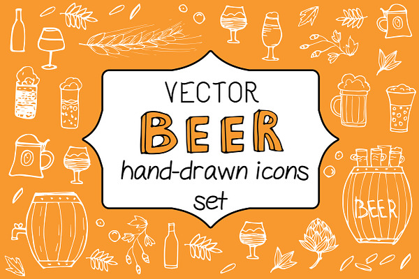 -70off Vector sketch Beer set