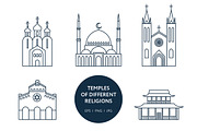 Set of world's religions temples