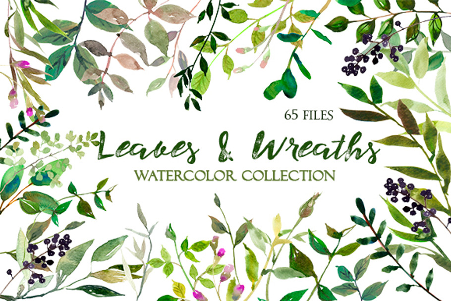 Leaves and Wreaths Watercolor Set