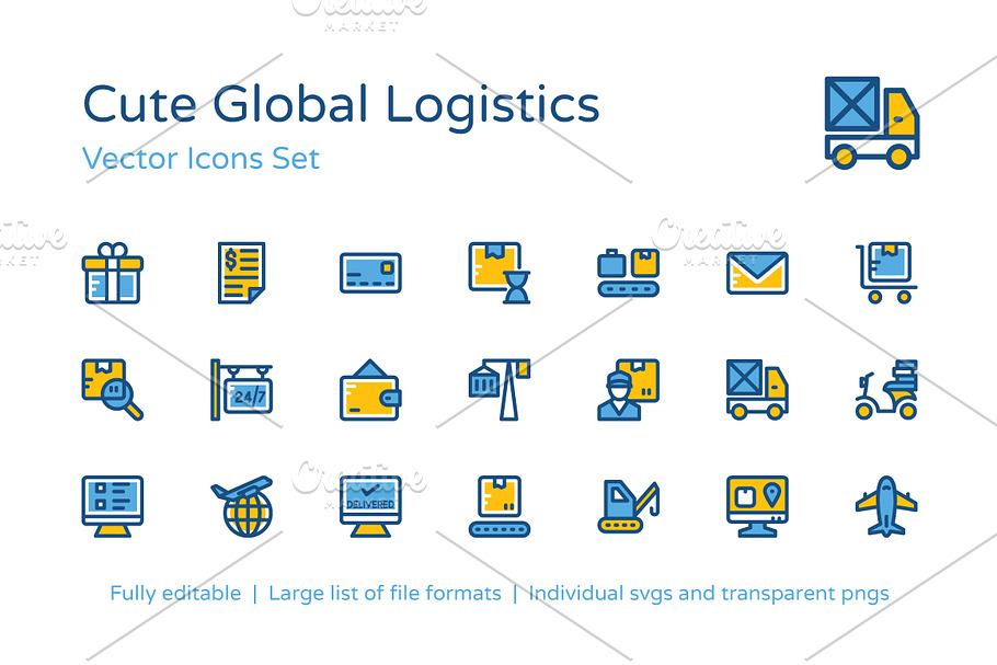 100+ Global Logistic Icons Set in Graphics - product preview 8