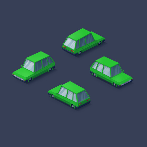 Low Poly 2D Cars in Objects - product preview 3