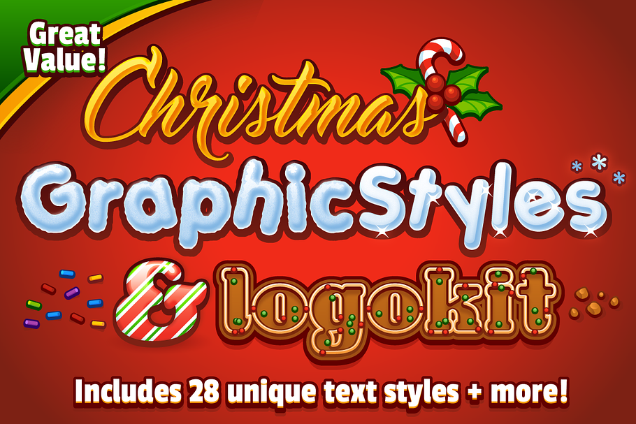 Christmas Graphic Styles & Logo Kit in Photoshop Layer Styles - product preview 8
