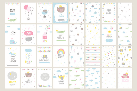 Baby Shower invite, pattern calendar in Illustrations - product preview 1