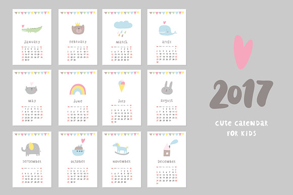 Baby Shower invite, pattern calendar in Illustrations - product preview 2