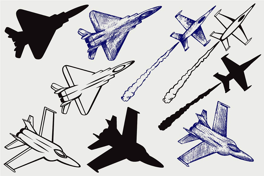 Warplane fighter SVG in Graphics - product preview 8