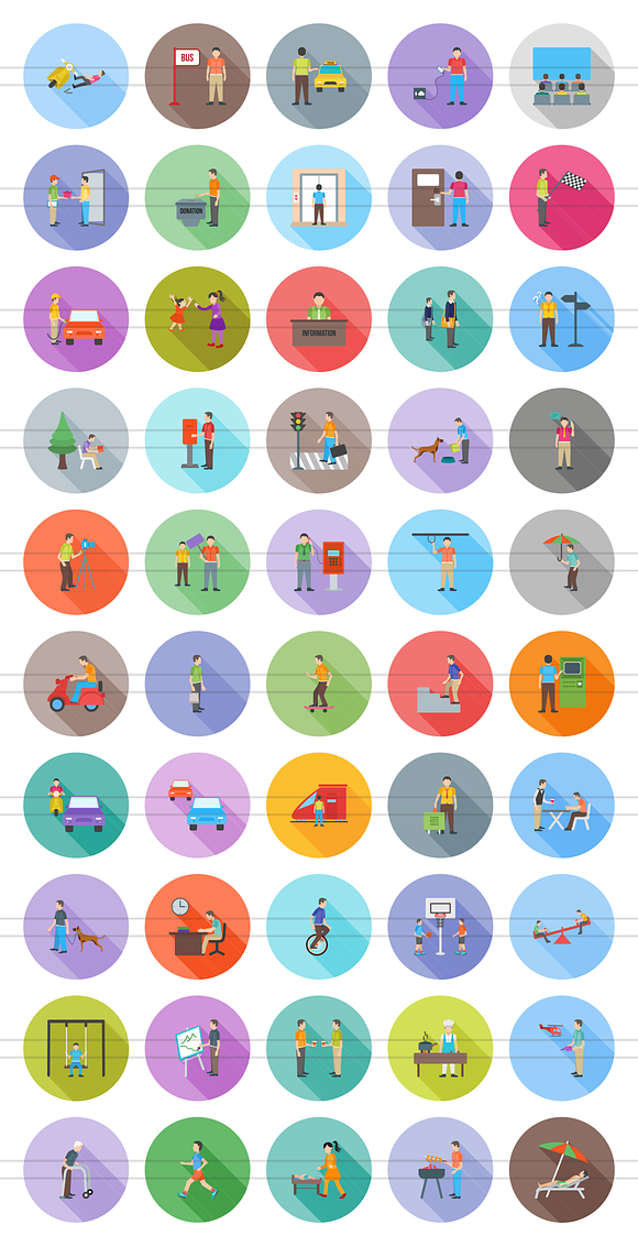 50 City Life Flat Shadowed Icons in Graphics - product preview 1