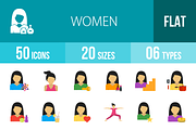 50 Women Flat Multicolor Icons