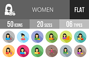 50 Women Flat Shadowed Icons