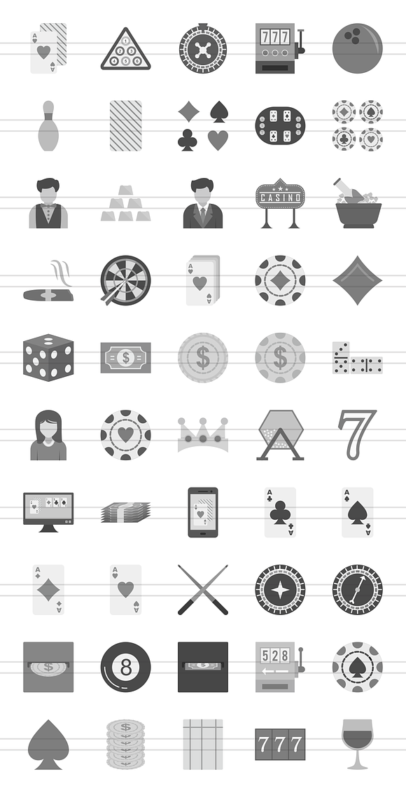 50 Casino Greyscale Icons in Graphics - product preview 1