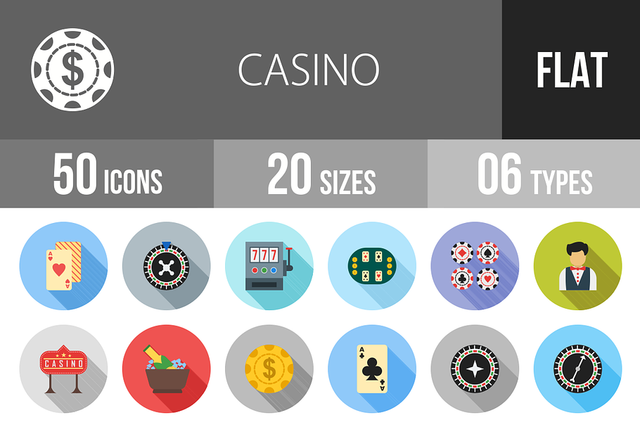 50 Casino Flat Shadowed Icons in Graphics - product preview 8