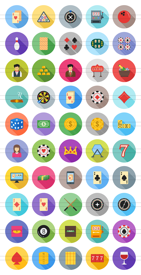 50 Casino Flat Shadowed Icons in Graphics - product preview 1