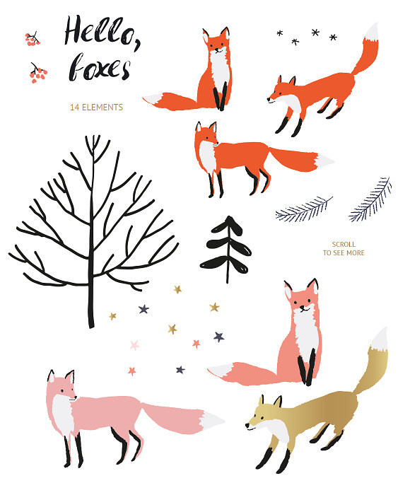 Hello, foxes in Illustrations - product preview 3