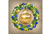 Vector Christmas wreath. 