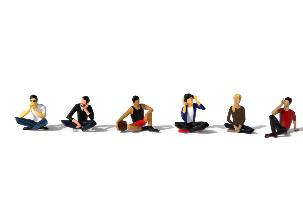 Low Poly People Sit in People - product preview 8