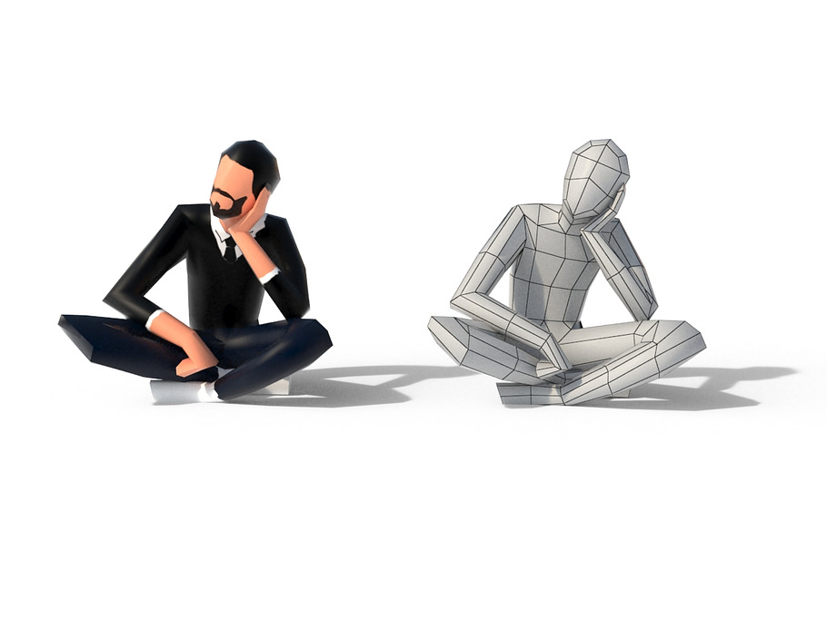 Low Poly People Sit in People - product preview 4