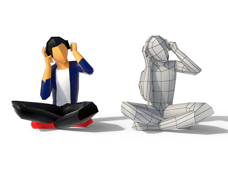 Low Poly People Sit in People - product preview 6
