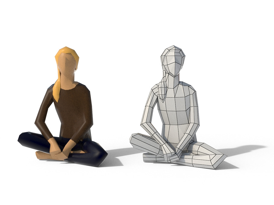 Low Poly People Sit in People - product preview 7