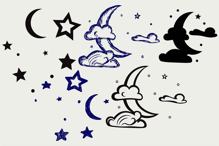 Moon and stars SVG