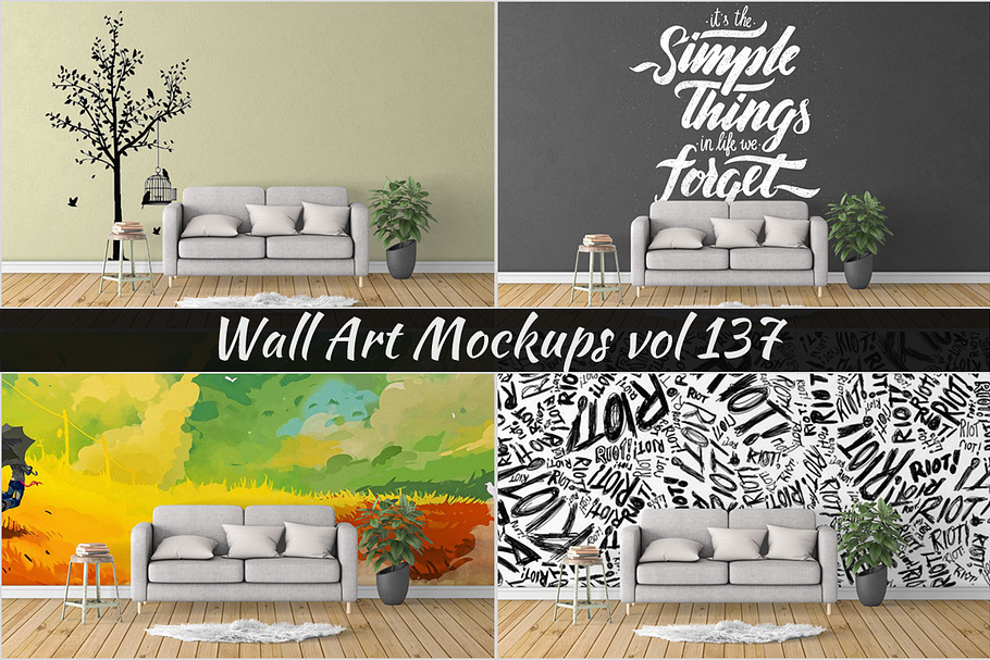 Wall Mockup - Sticker Mockup Vol 137 in Print Mockups - product preview 8