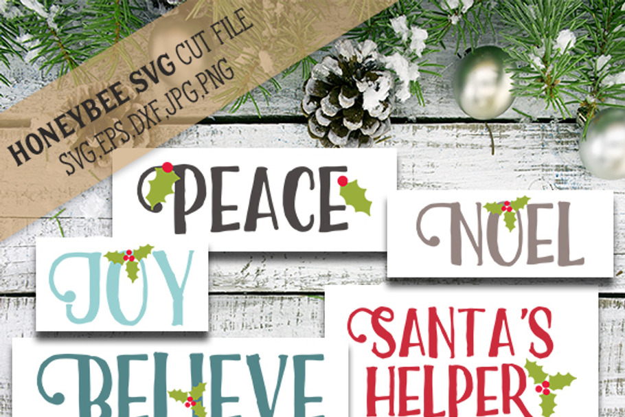 Christmas Word Bundle cut files in Illustrations - product preview 8