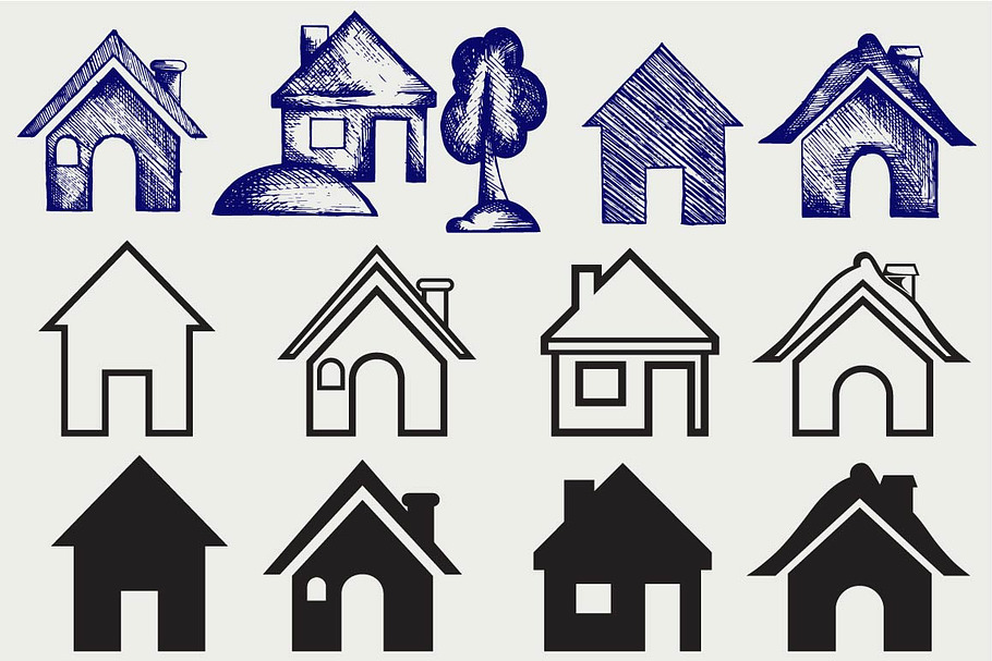 Houses icons SVG in House Icons - product preview 8