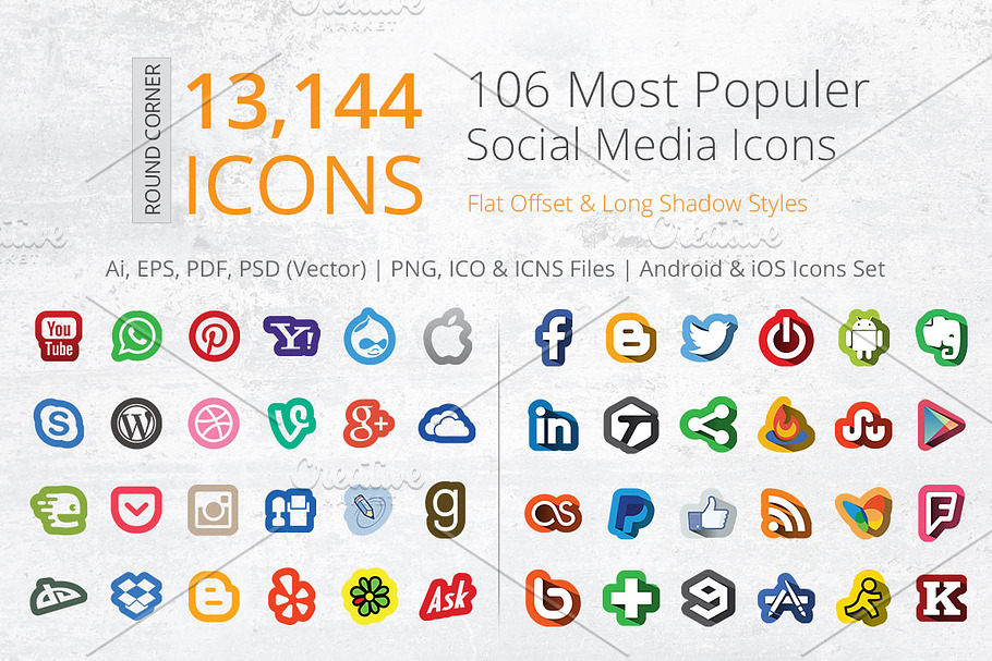 212 Offset Social Media Icons