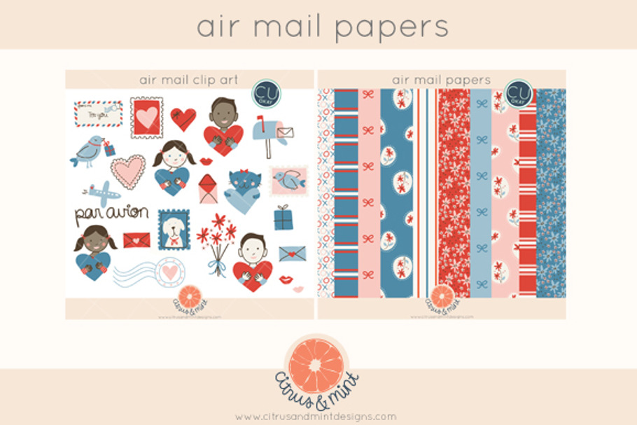 Valentines Mail Papers and Clipart