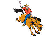 Rodeo Cowboy Riding Bucking Bronco C