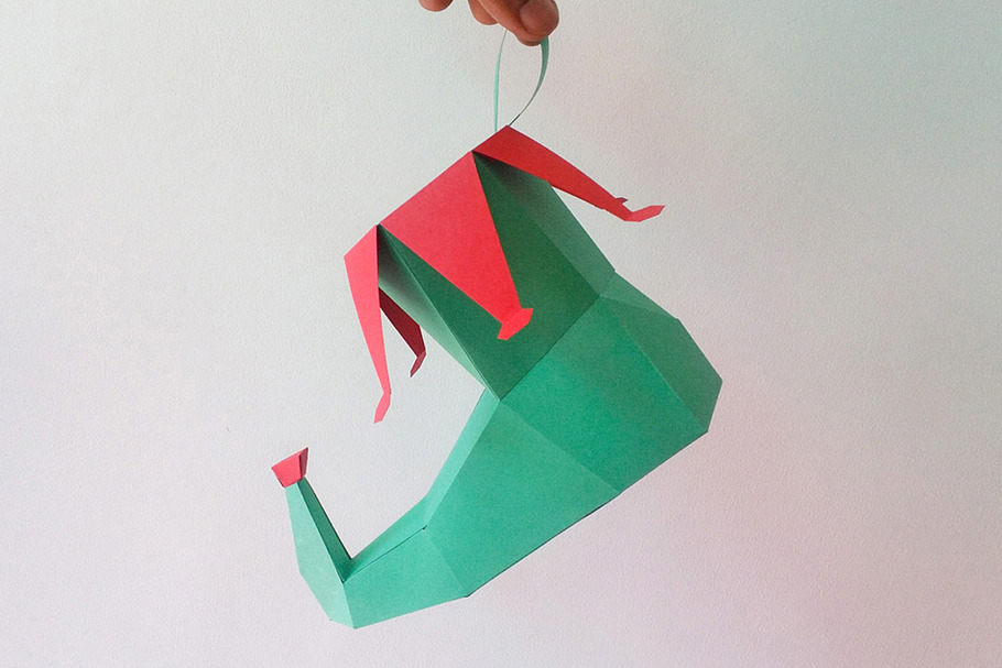 DIY Elf Shoe - 3d papercraft in Templates - product preview 8