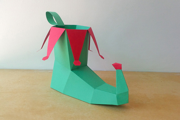 DIY Elf Shoe - 3d papercraft in Templates - product preview 3
