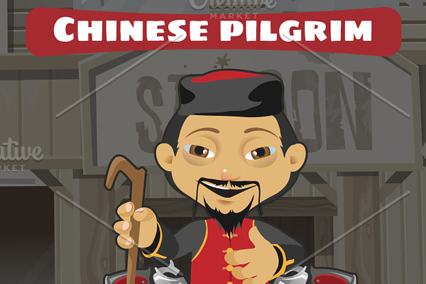 Cartoon character chinese pilgrim