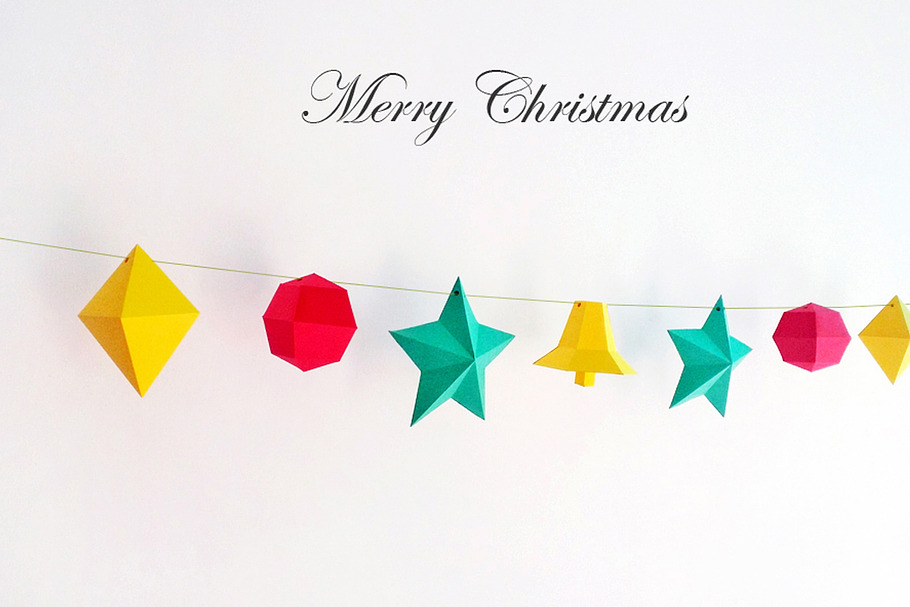 DIY Christmas Bunting -3d papercraft in Templates - product preview 8