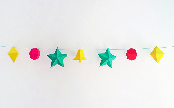 DIY Christmas Bunting -3d papercraft in Templates - product preview 5
