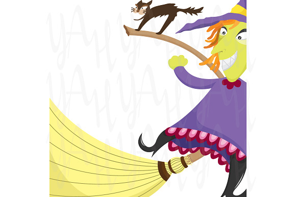 Witch Holloween Clip Art Invitation in Illustrations - product preview 1