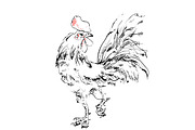 Cock sketch. New year 2017 symbol