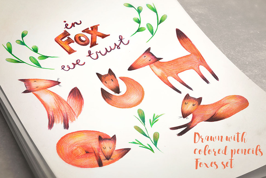 Foxes set in Illustrations - product preview 8