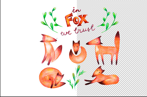 Foxes set in Illustrations - product preview 1