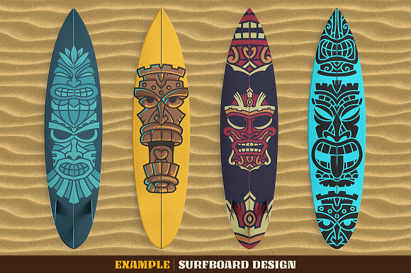 Tiki Head Illustrations Set in Illustrations - product preview 5