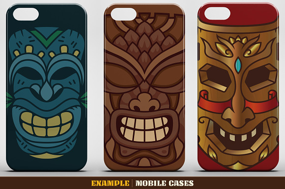 Tiki Head Illustrations Set in Illustrations - product preview 8