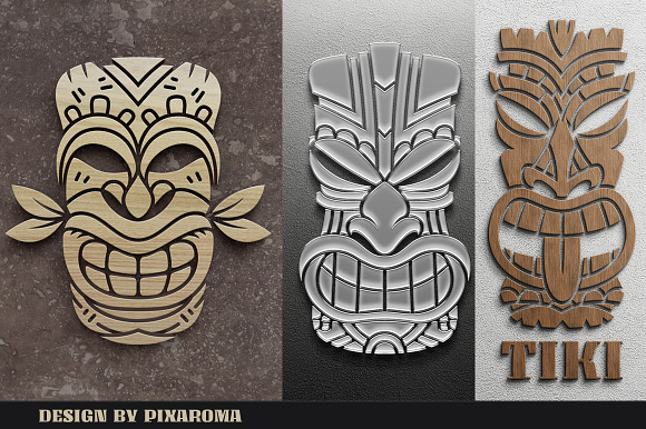 Tiki Head Illustrations Set in Illustrations - product preview 14